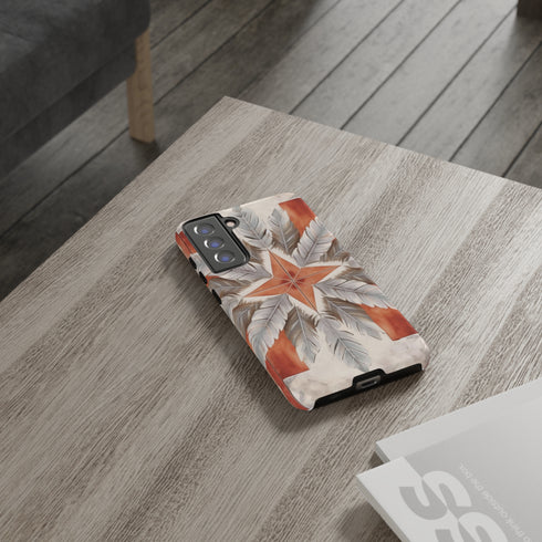 Silver Feather Compass - Impact Resistant Phone Case